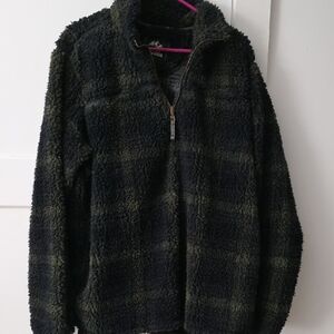 Men's Black and Green Fleece Hoodie